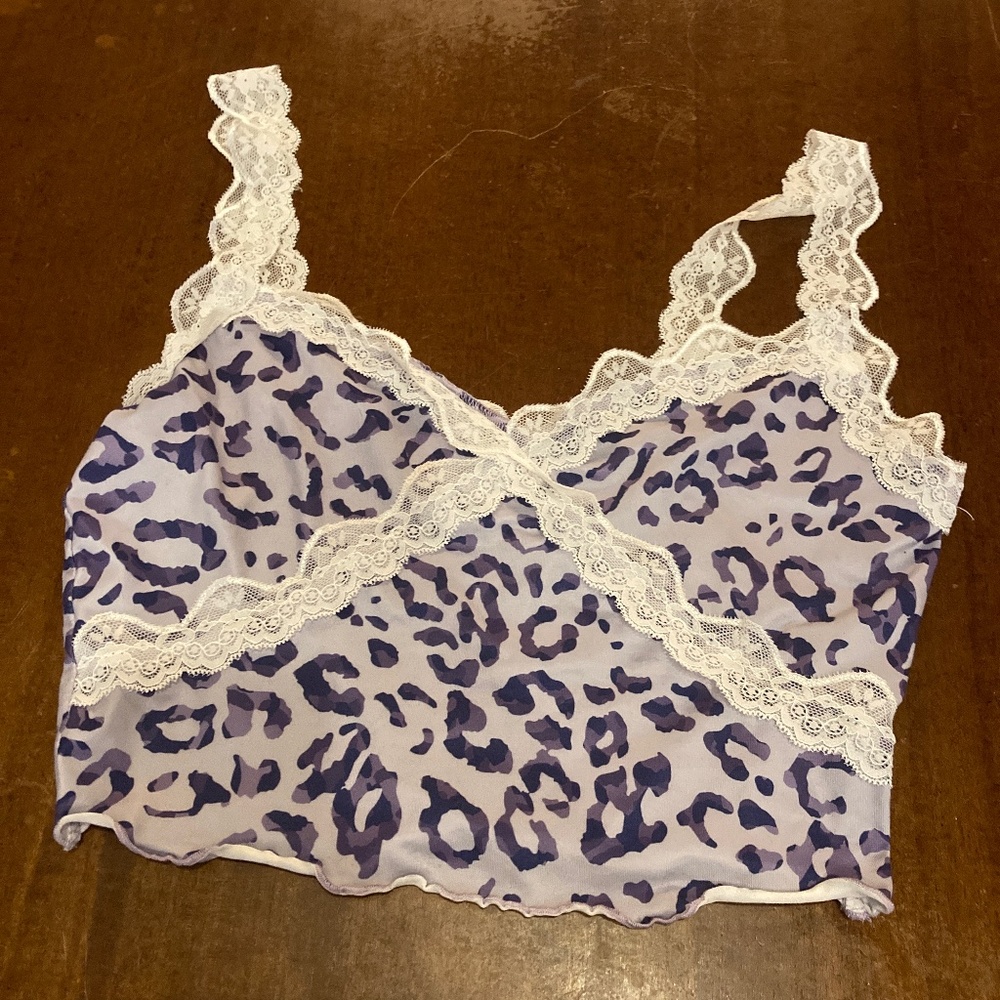 Purple leopard print tank top